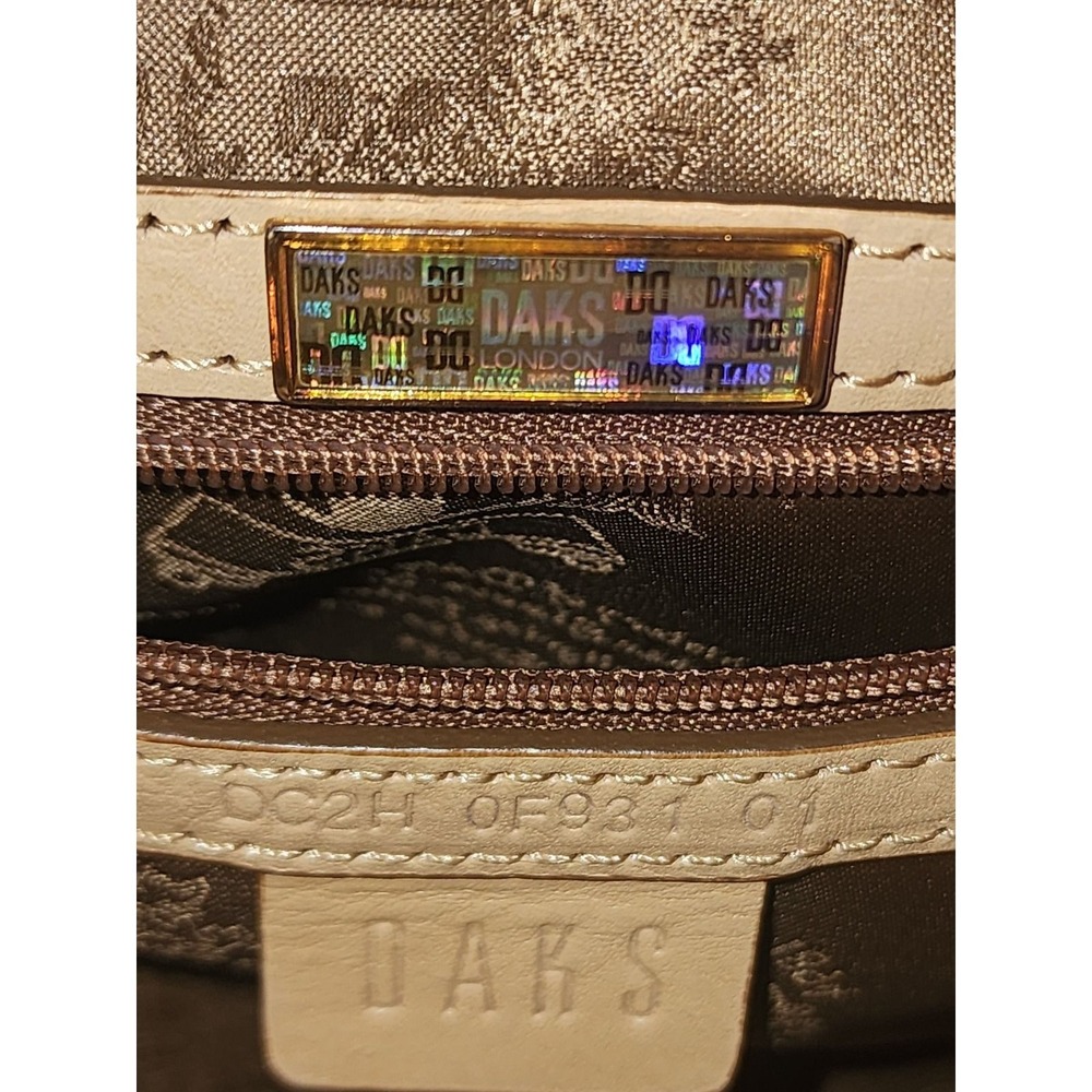 DAKS London Monogram Crossbody Bag Brown Leather Trim DC2H REAR VINTAGE LUXURY - Picture 6 of 7